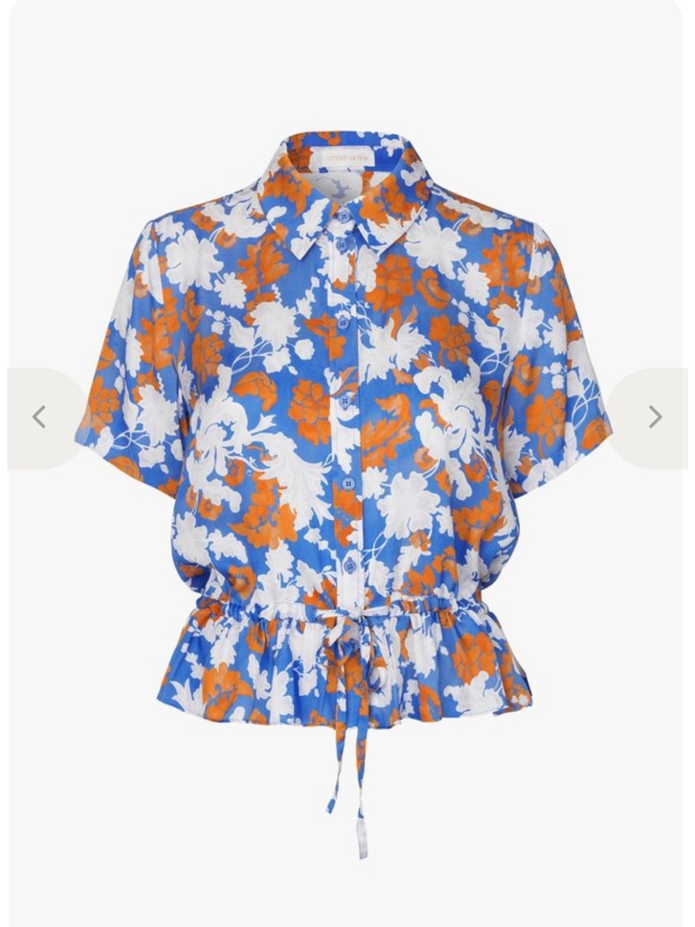 STINE GOYA Makayla Floral Button-Down Peplum Drawstring Top